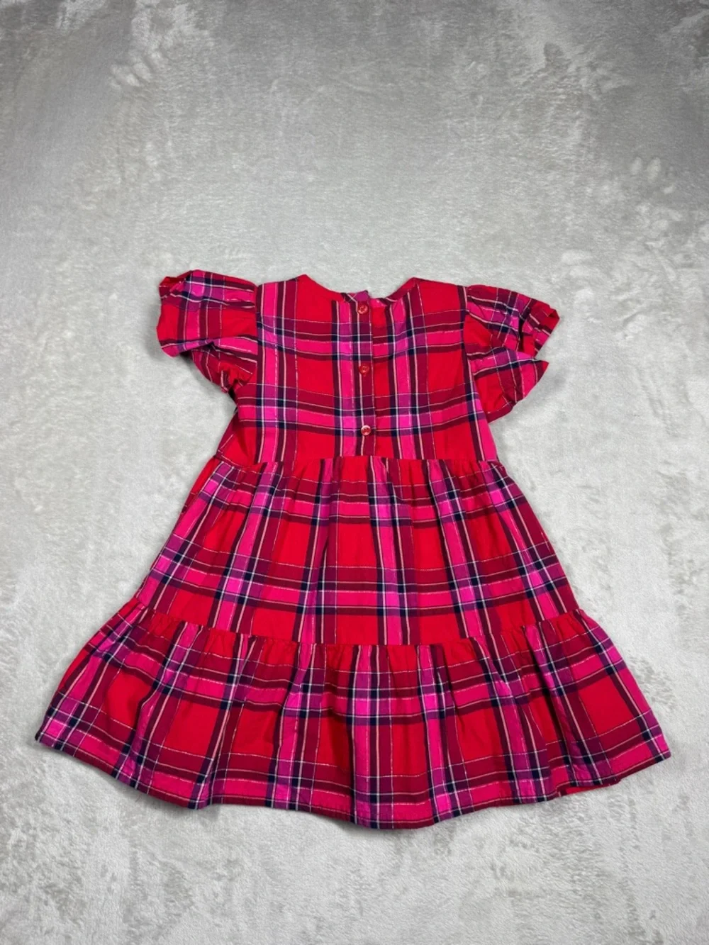 Tucker + Tate Red Pink Silver Plaid Ruffle Holiday Dress Girls Size 2 - Picture 10 of 15